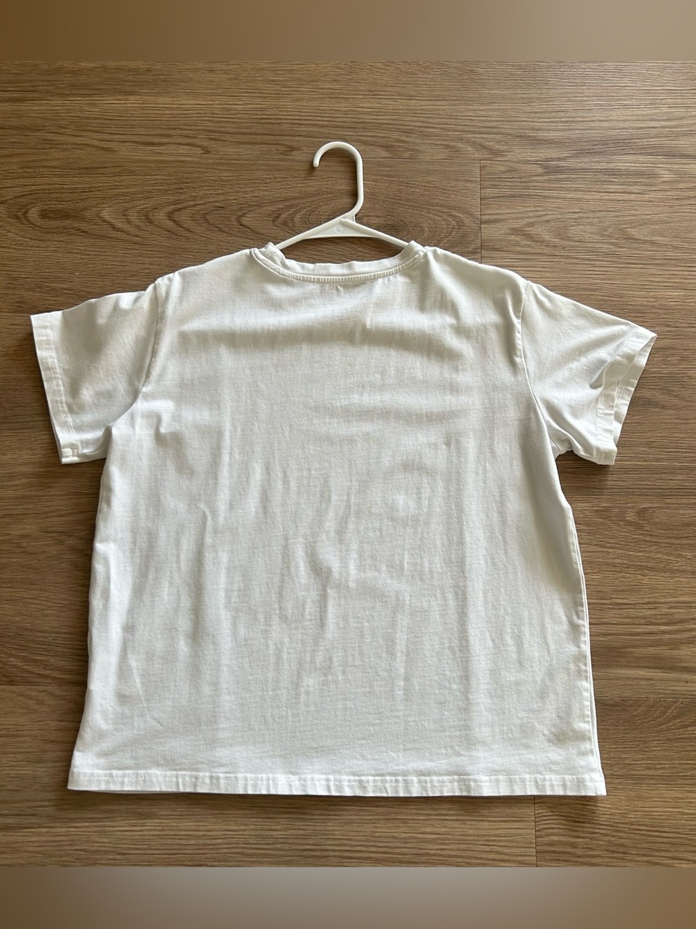 EUC Large Dazy White Baby Tee 95% Cotton Tshirt Basic Solid Pleated Front Crew - Picture 4 of 6